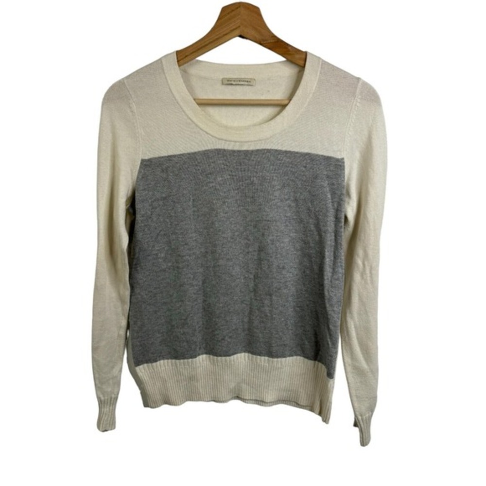 White+Warren Long sleeve sweater knit white Gray Sz S Crew Neck
